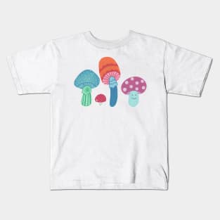 Row of cute mushrooms Kids T-Shirt